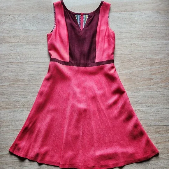 Boden | Dresses | Boden Monica Sleeveless Aline Dress Vneck Pink Burgundy  Textured Viscose | Poshmark